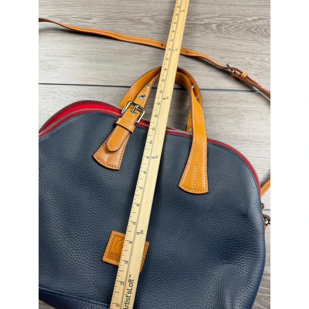 Dooney & Bourke Womens Pebble Grain Zip Zip Satchel Navy Blue Medium